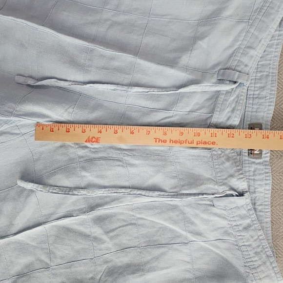 Koman Modern Basics Linen Blend Pants Women's Size XL Blue Windowpane Drawstring - Picture 5 of 12